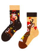Chaussettes rigolotes pour enfants Renne et Père Noël